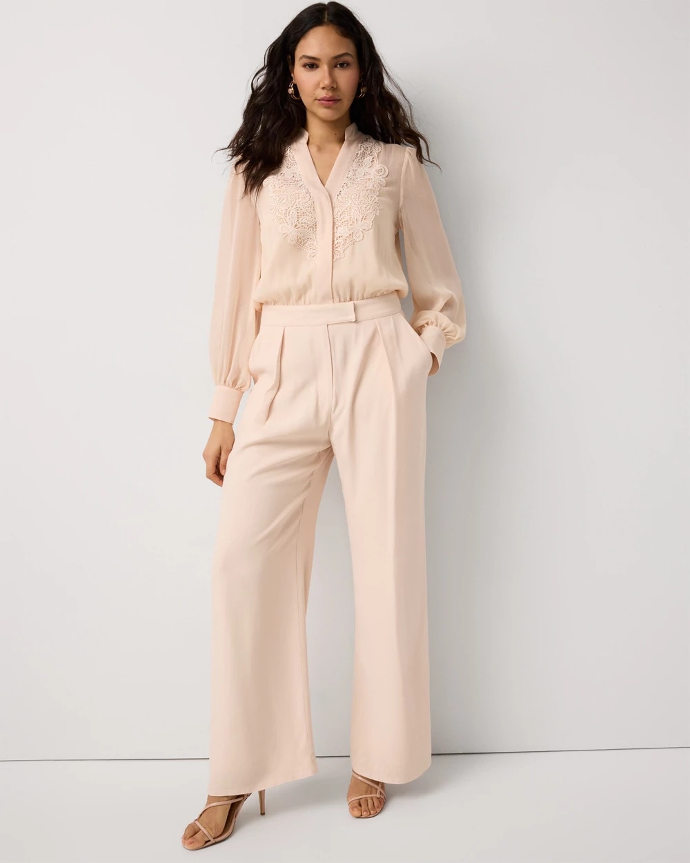 Lace Detail Wide Leg Jumpsuit | White House Black Market